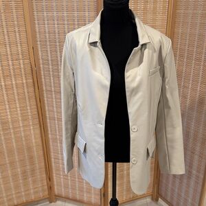 Dance & Marvel Faux Leather Cream Blazer